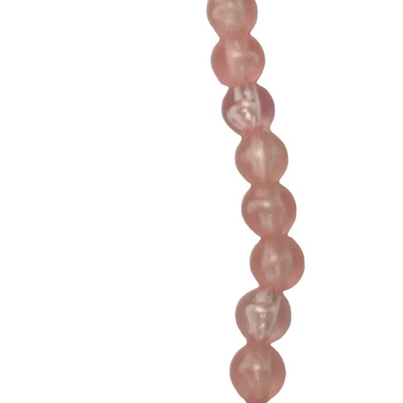 Pink Molded Lucite Leaf Frosted Bead Runway Couture Necklace 24”